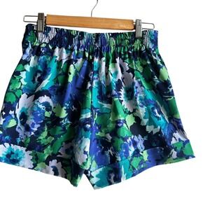 7th Avenue Shorts‎ Floral Blue/Green Elastic Waist Cuffed Hem Summer Size 4 NWOT